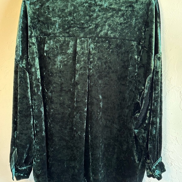 Cupio Dark Green Crushed Velvet Long Sleeve Dressy Button-Up Blouse Sz 3X - Picture 9 of 12
